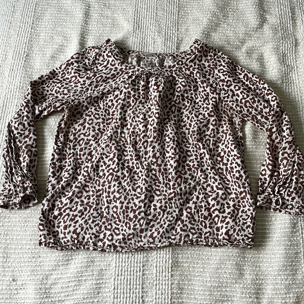jcrew 100% linen leopard print long sleeve size medium